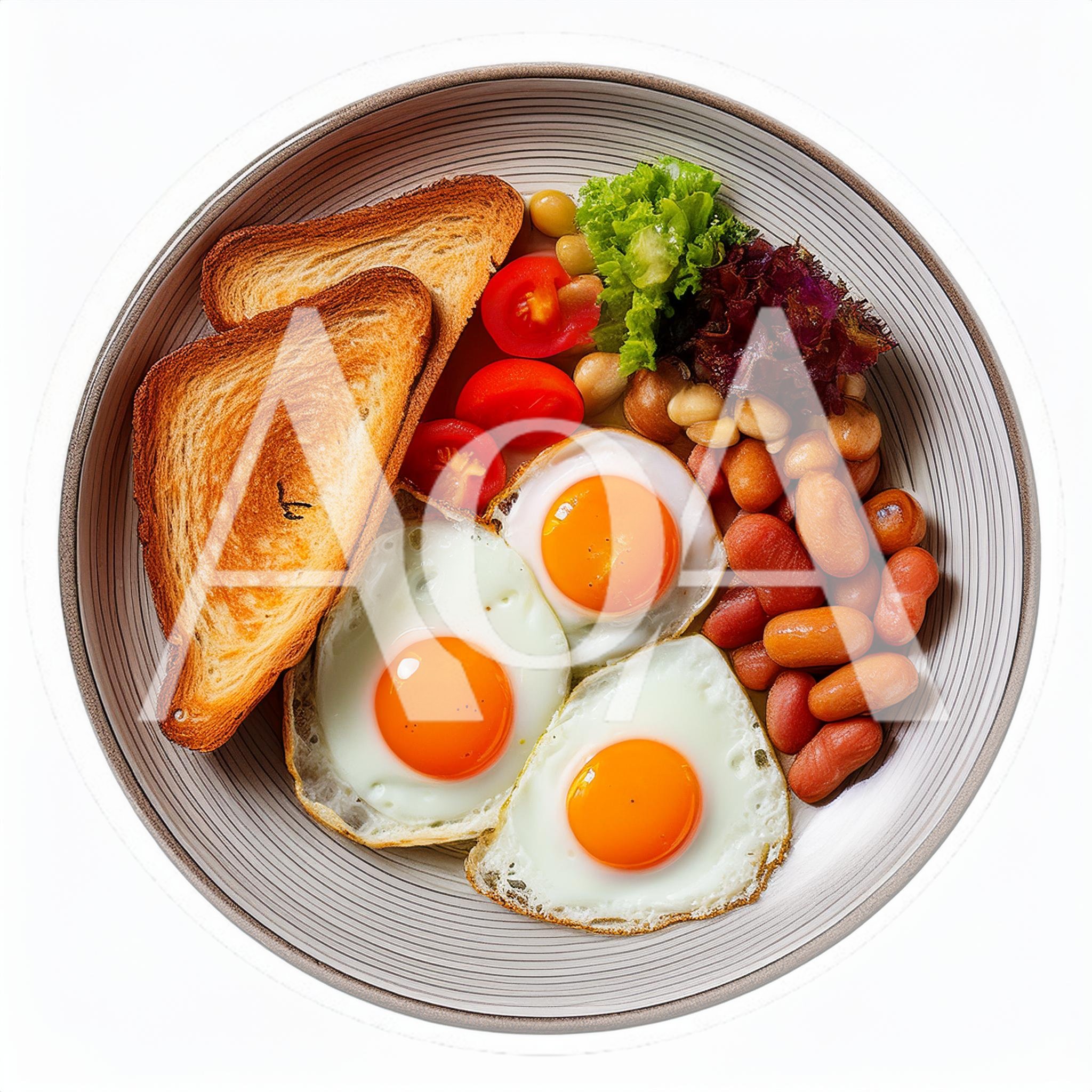 Full English Breakfast Plate With Eggs And Toast