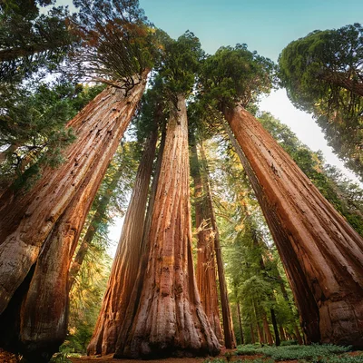 Giant Sequoia Trees In A California Forest