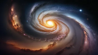 Spiral Galaxy With Glowing Core In Deep Space