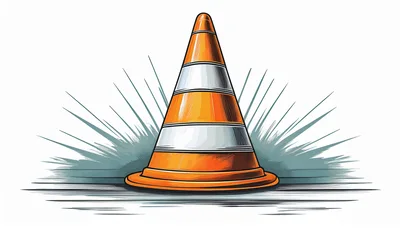 Stylized Orange Traffic Cone Illustration