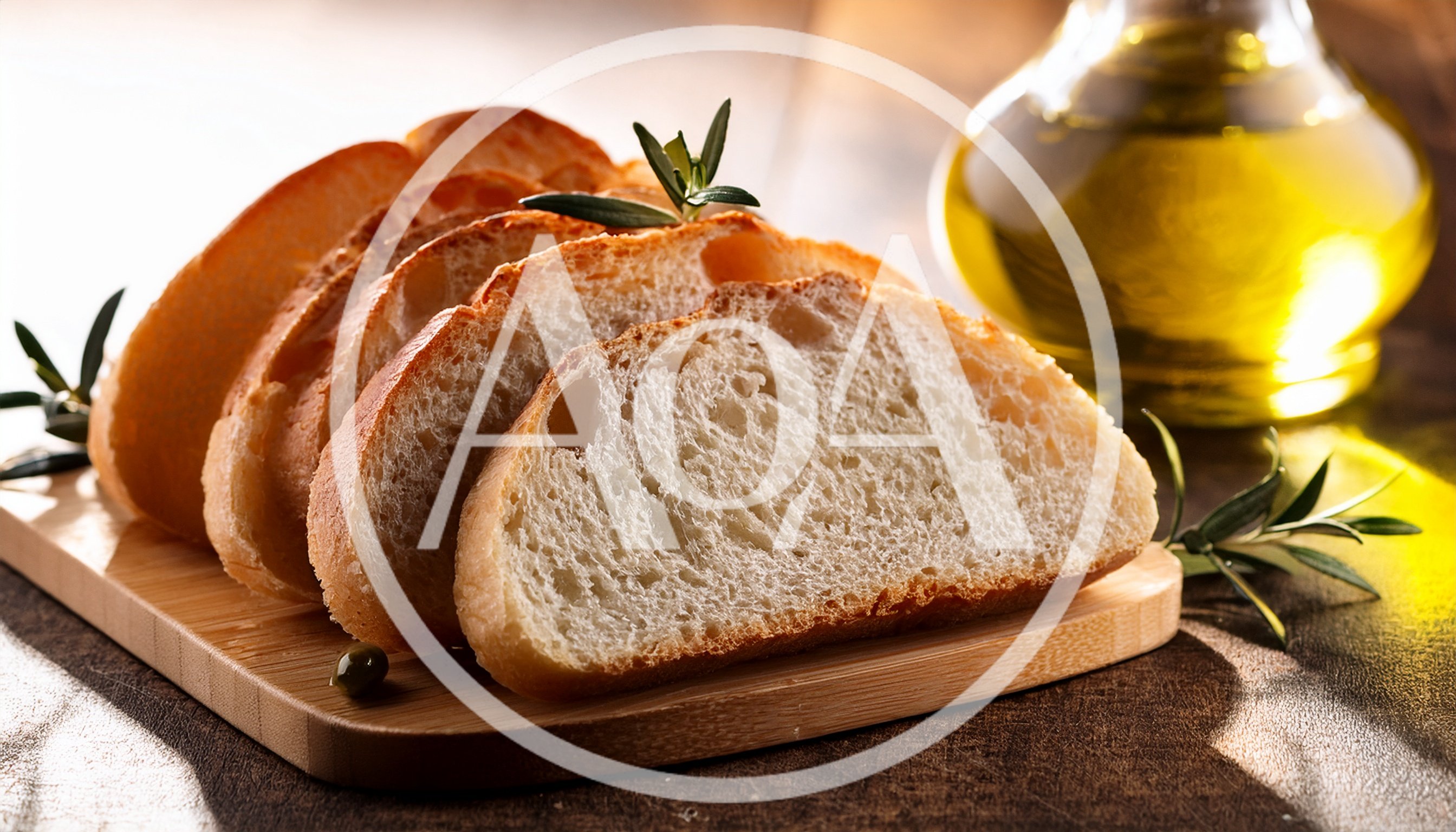 Fresh Sliced Ciabatta Bread With Rosemary And Olive Oil