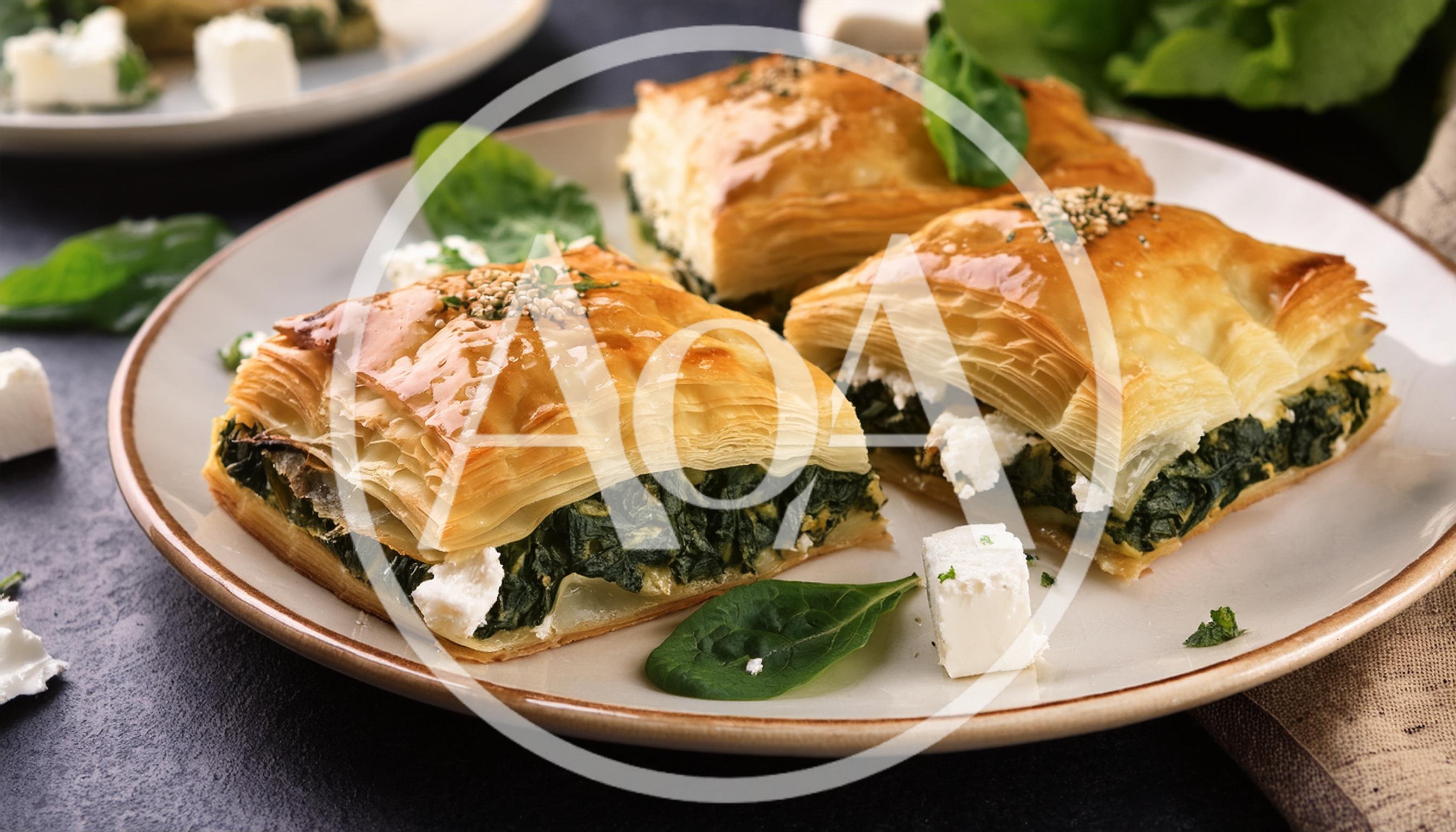 Spinach and Feta Cheese Spanakopita Pastry