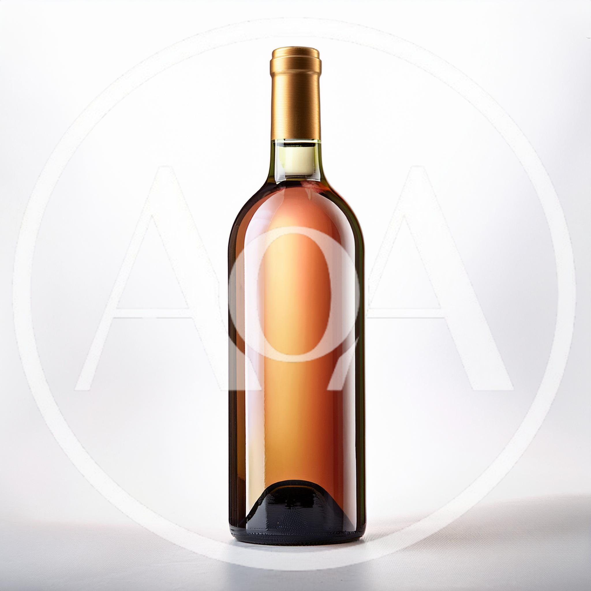 Full Bottle Of Rose Wine With Gold Foil Cap