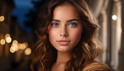 Portrait Of A Beautiful Young Woman At Night