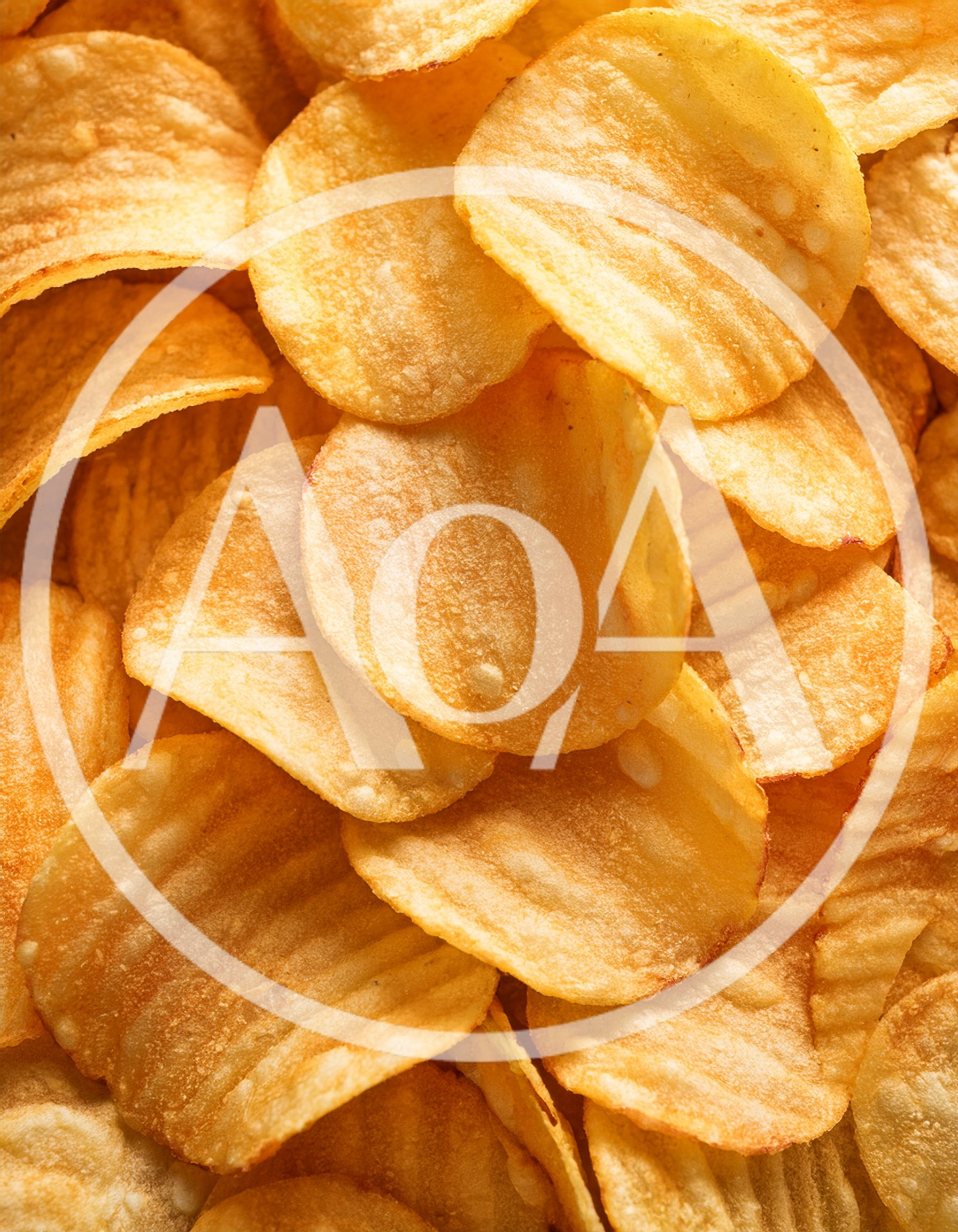 Close Up Of Crispy Ruffled Potato Chips