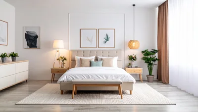 Modern Minimalist Bedroom Interior With Neutral Decor
