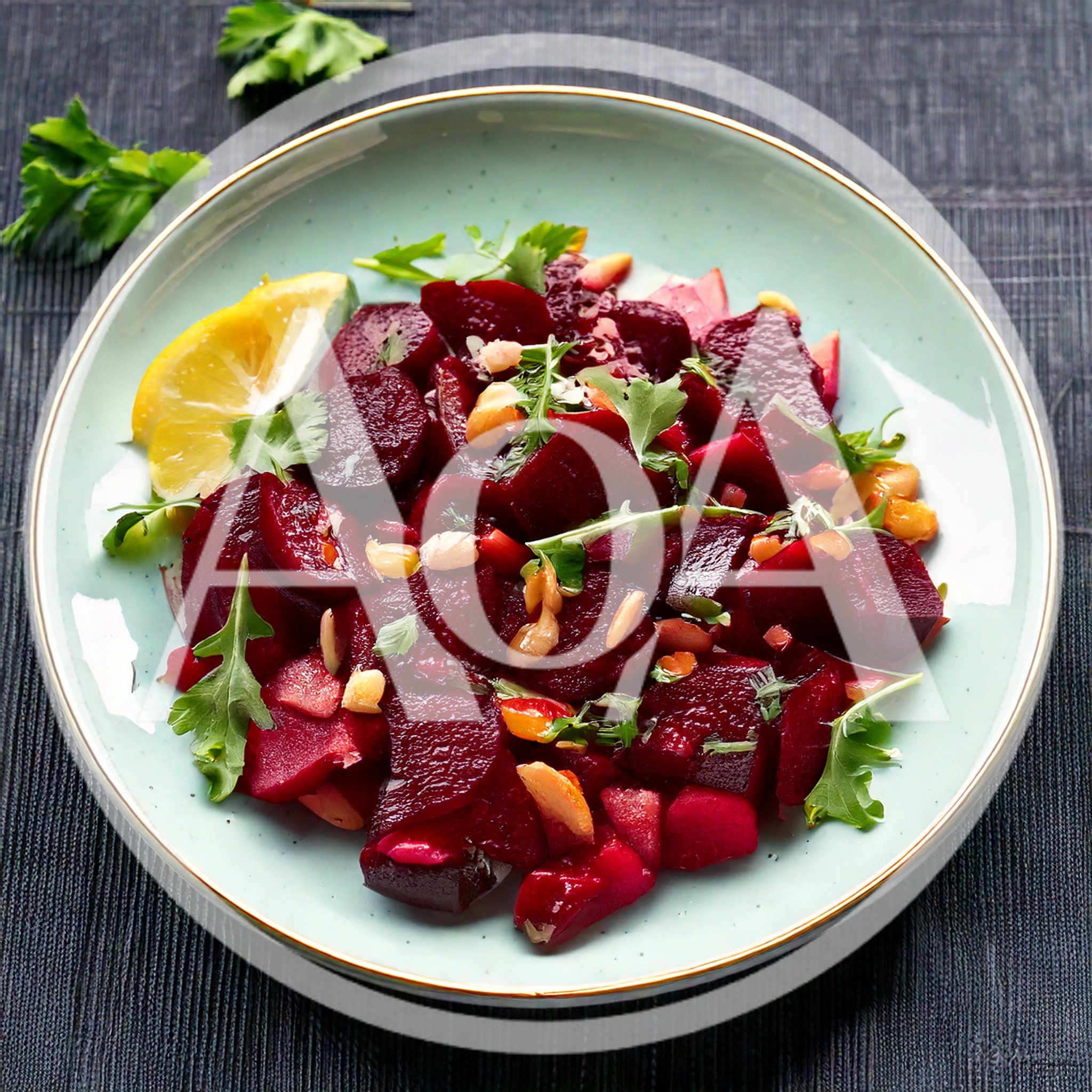 Beetroot Salad With Lemon And Herbs On Plate