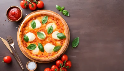 Fresh Margherita Pizza With Basil And Tomatoes