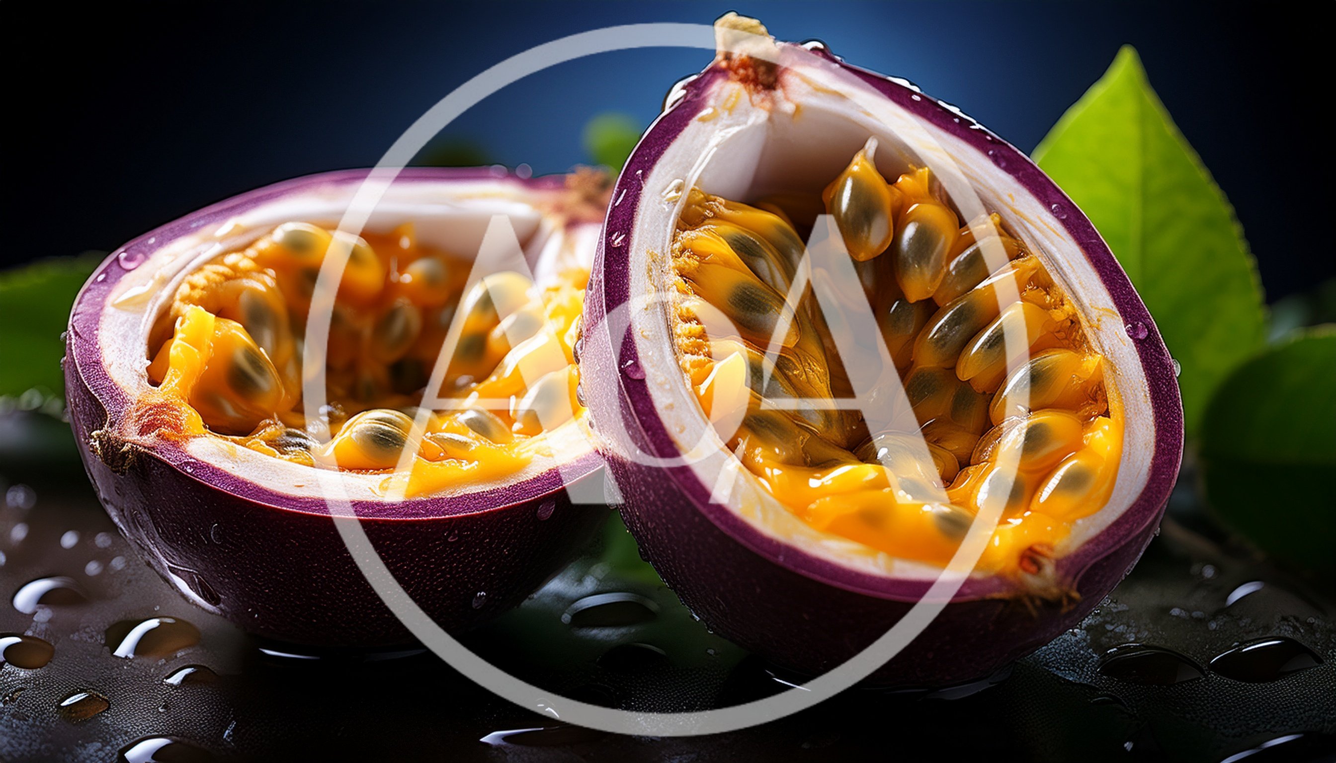 Two Halves Of Fresh Ripe Passion Fruit
