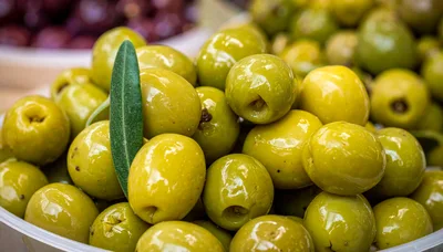 Fresh Green Olives In A Bowl