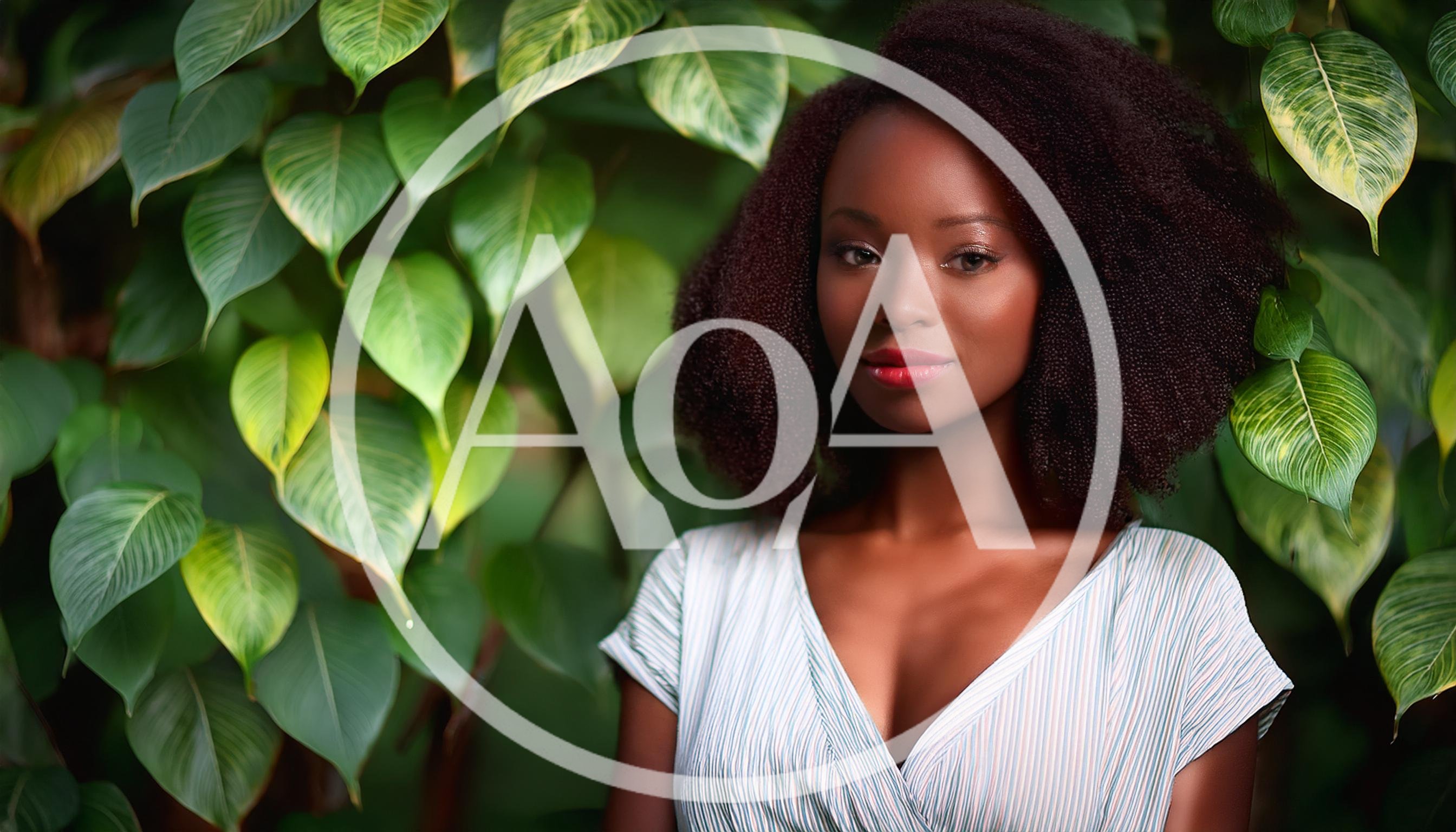 Portrait Of A Beautiful Woman In Tropical Foliage
