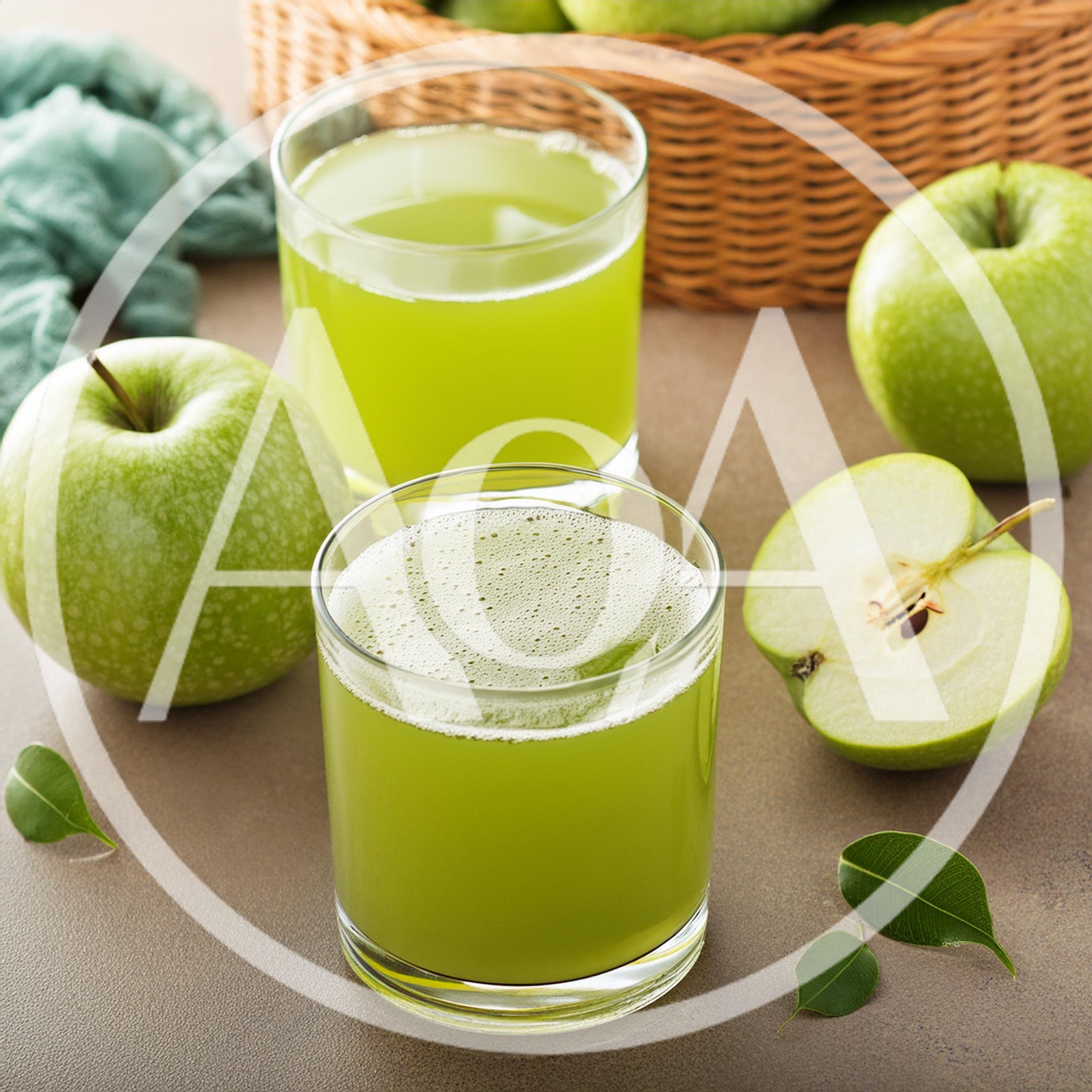 Two Glasses Of Fresh Green Apple Juice