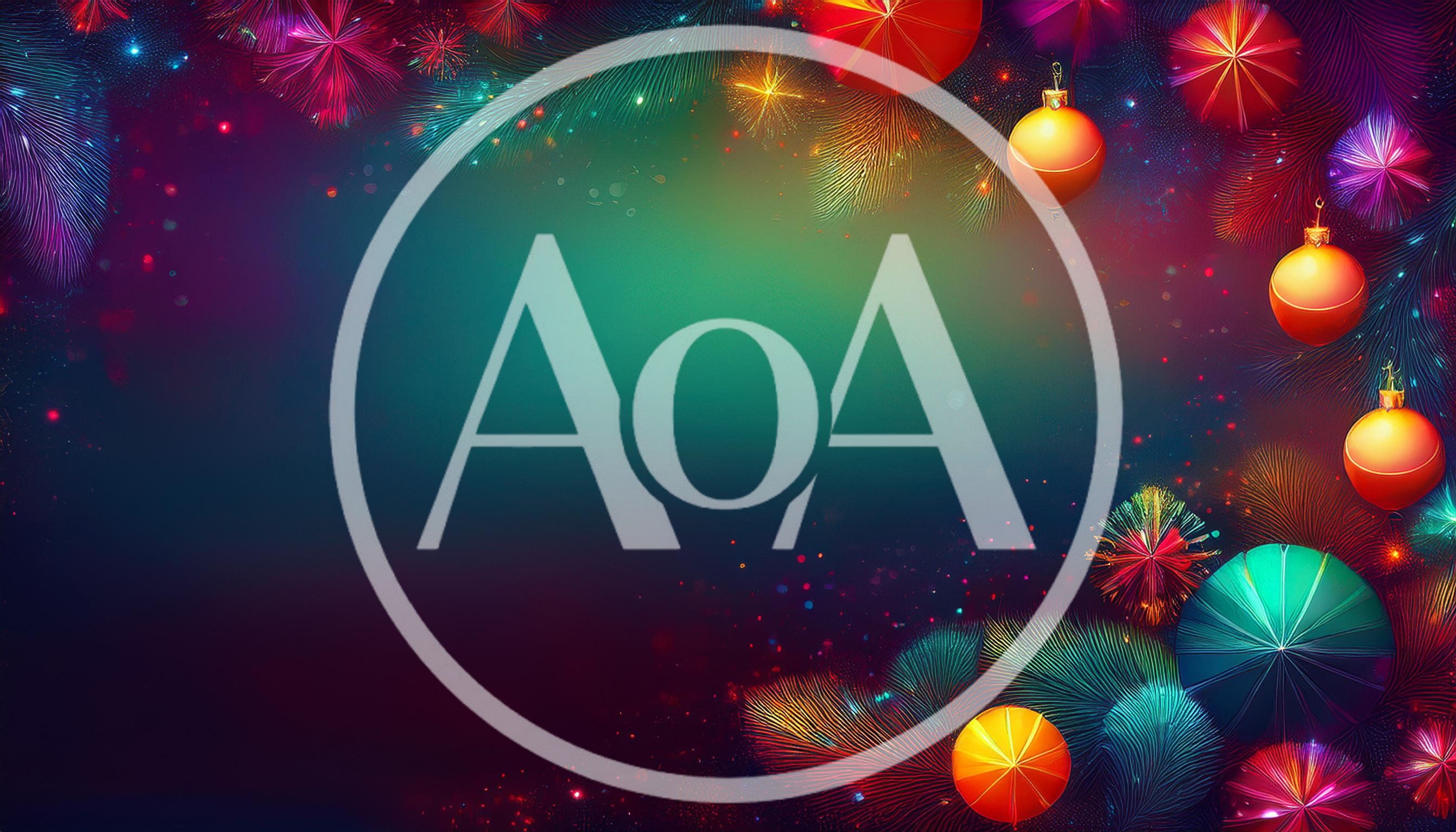 Festive Christmas Background With Ornaments And Fireworks