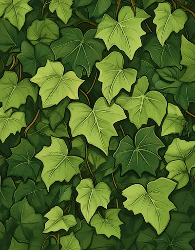 Lush Green Ivy Leaves Pattern Background