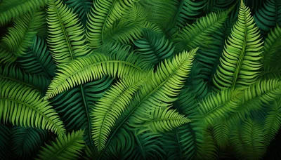 Lush Green Fern Leaves Pattern Background