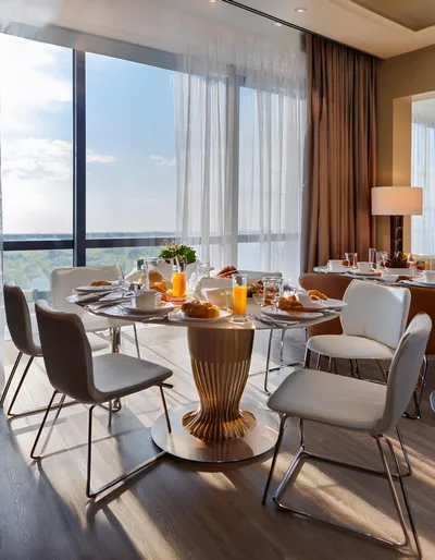 Luxury Hotel Breakfast Table With Panoramic View