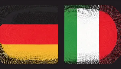 German and Italian Flags With Halftone Dot Texture