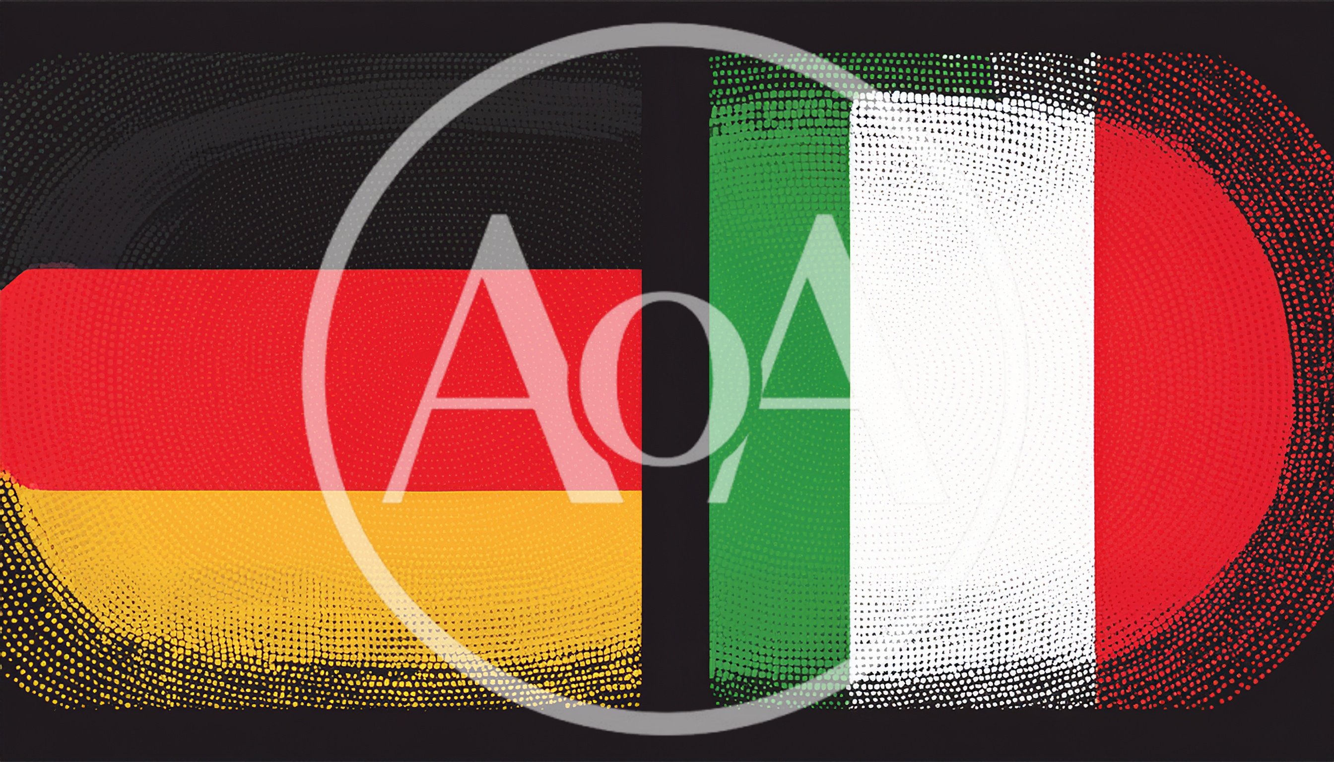 German and Italian Flags With Halftone Dot Texture