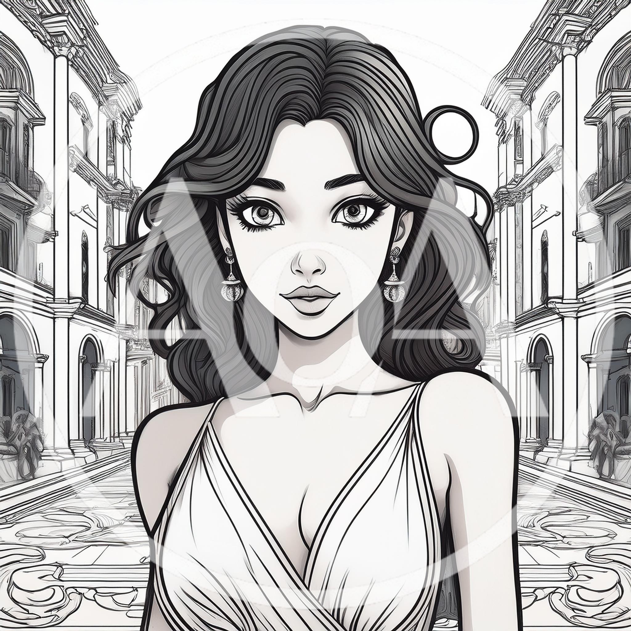 Anime Style Portrait Of A Beautiful Woman In City