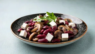 Red Kidney Bean Salad With Mushrooms And Feta Cheese