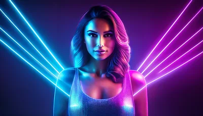 Portrait Of A Woman With Neon Light Effects
