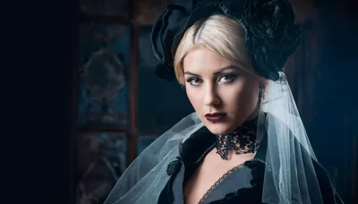 Gothic Woman In Victorian Mourning Attire