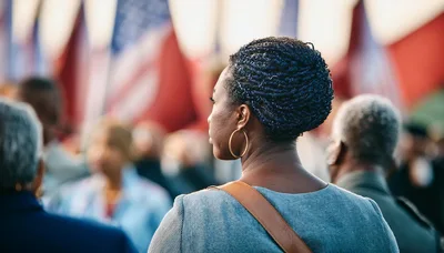 African American Woman Standing in a Crowd