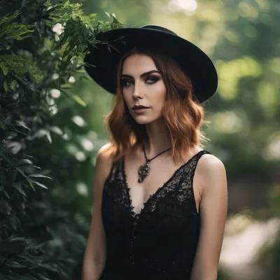 Portrait Of A Young Woman In A Black Lace Dress