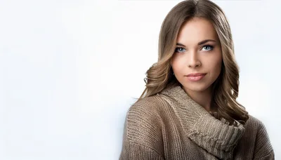 Portrait Of A Young Woman In A Knit Sweater