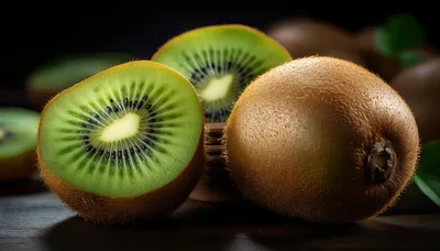 Fresh Whole And Sliced Kiwi Fruits