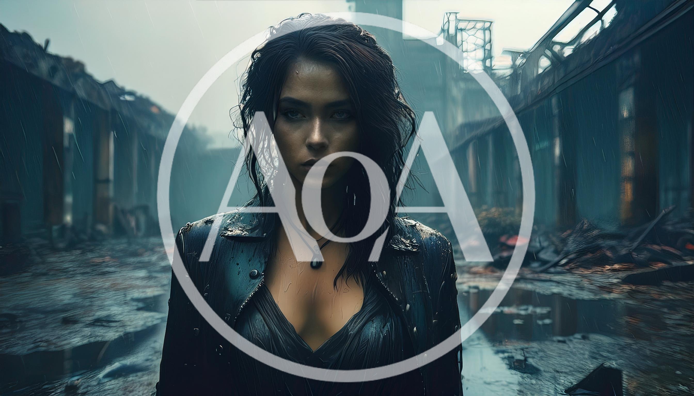 Young Woman Standing In Rain Amidst Industrial Ruins