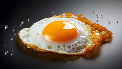 Single Fried Egg on Dark Surface