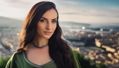 Portrait Of A Beautiful Woman With Long Dark Hair