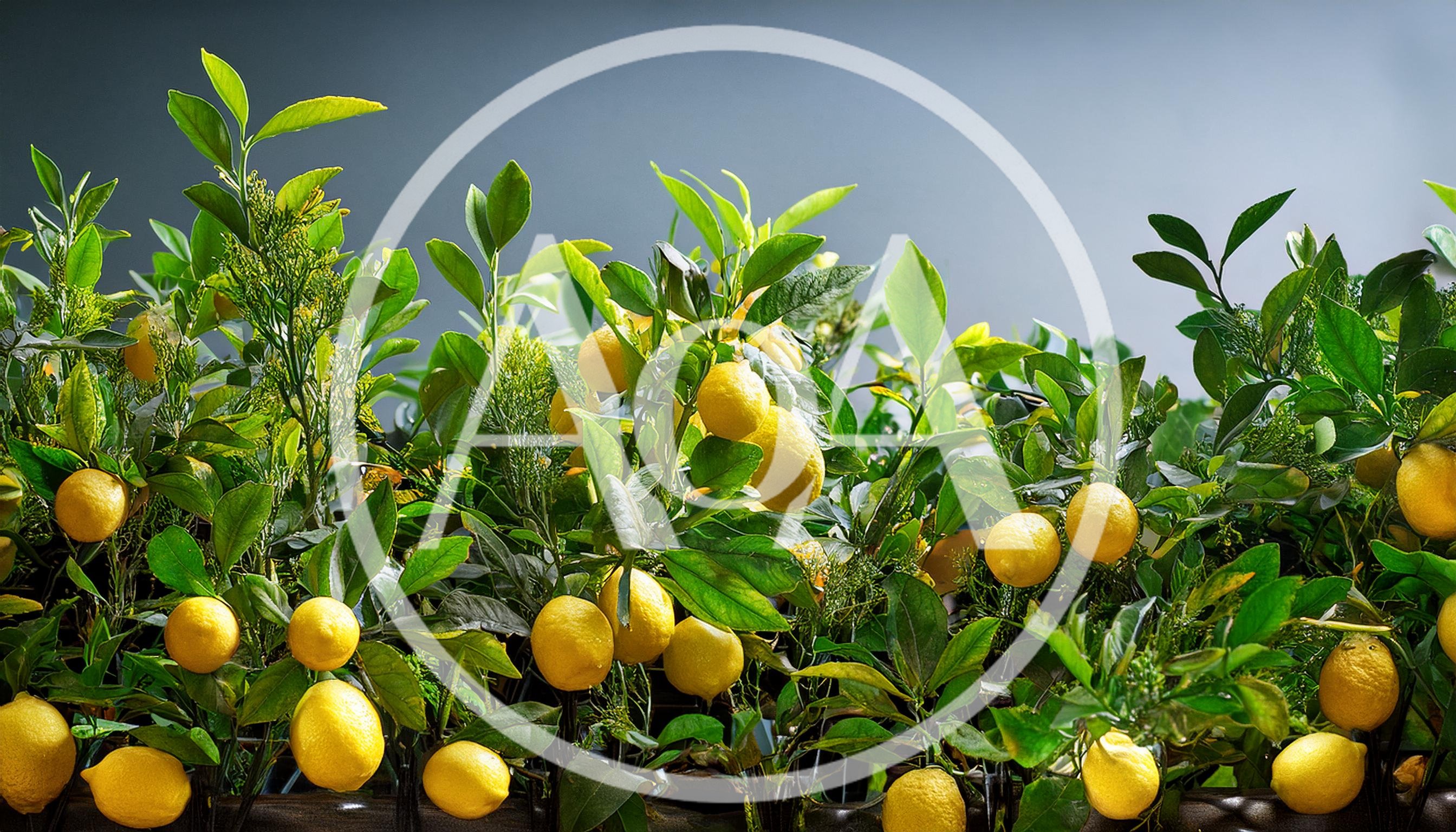 Fresh Yellow Lemons Growing On A Lush Tree