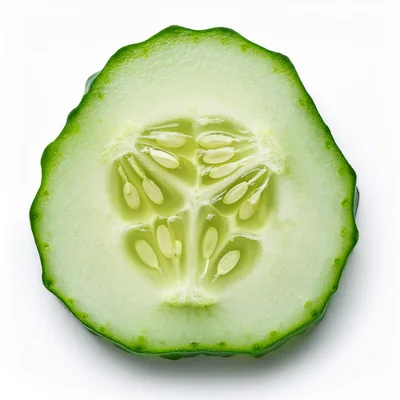 Fresh Cucumber Slice Isolated On White Background