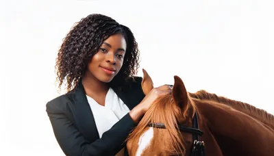 Professional Woman Petting A Brown Horse