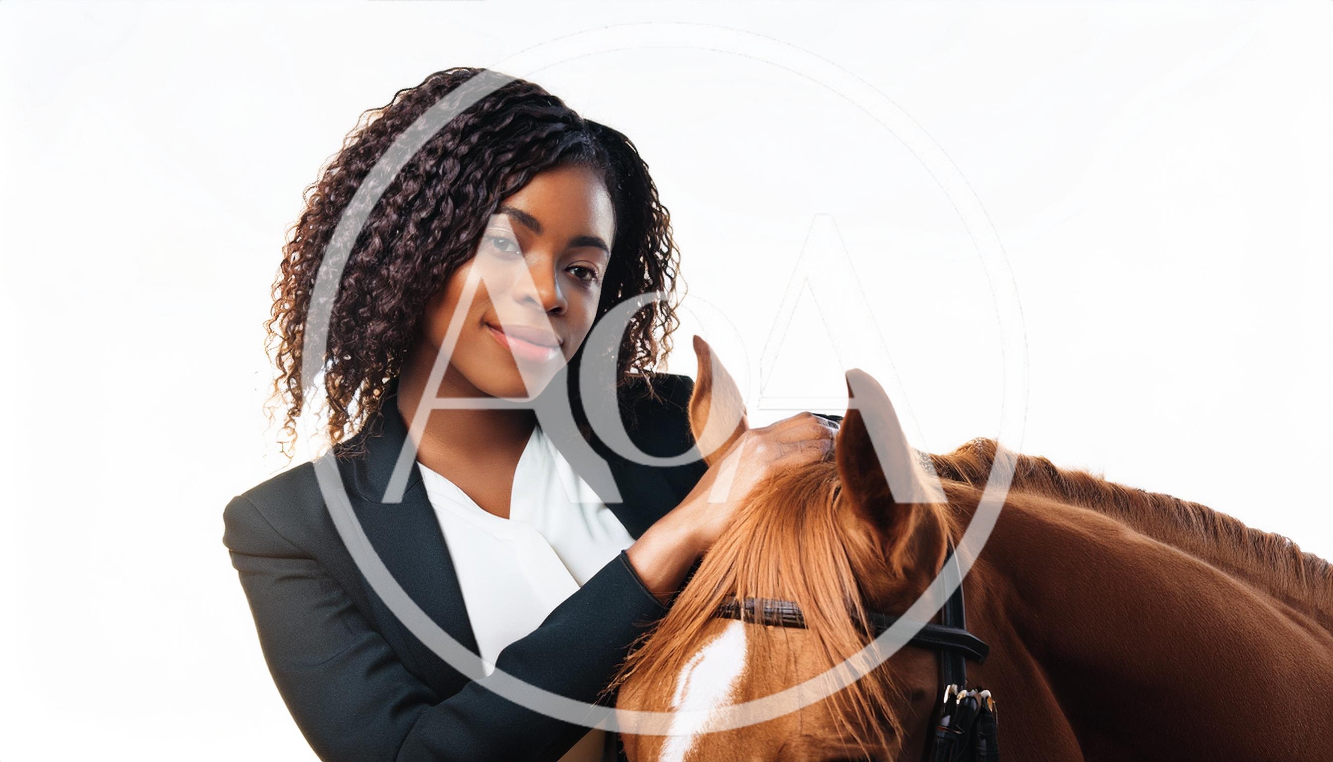 Professional Woman Petting A Brown Horse