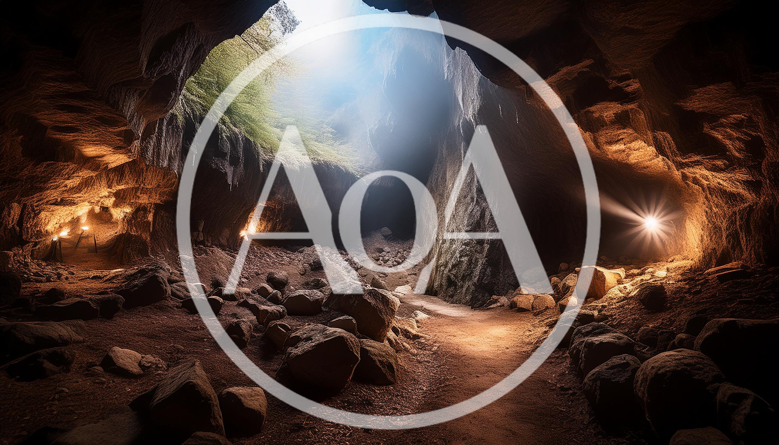 Sunlight Streaming Into A Large Rocky Cave Interior