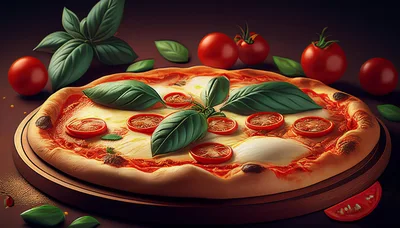 Fresh Margherita Pizza With Basil And Tomatoes