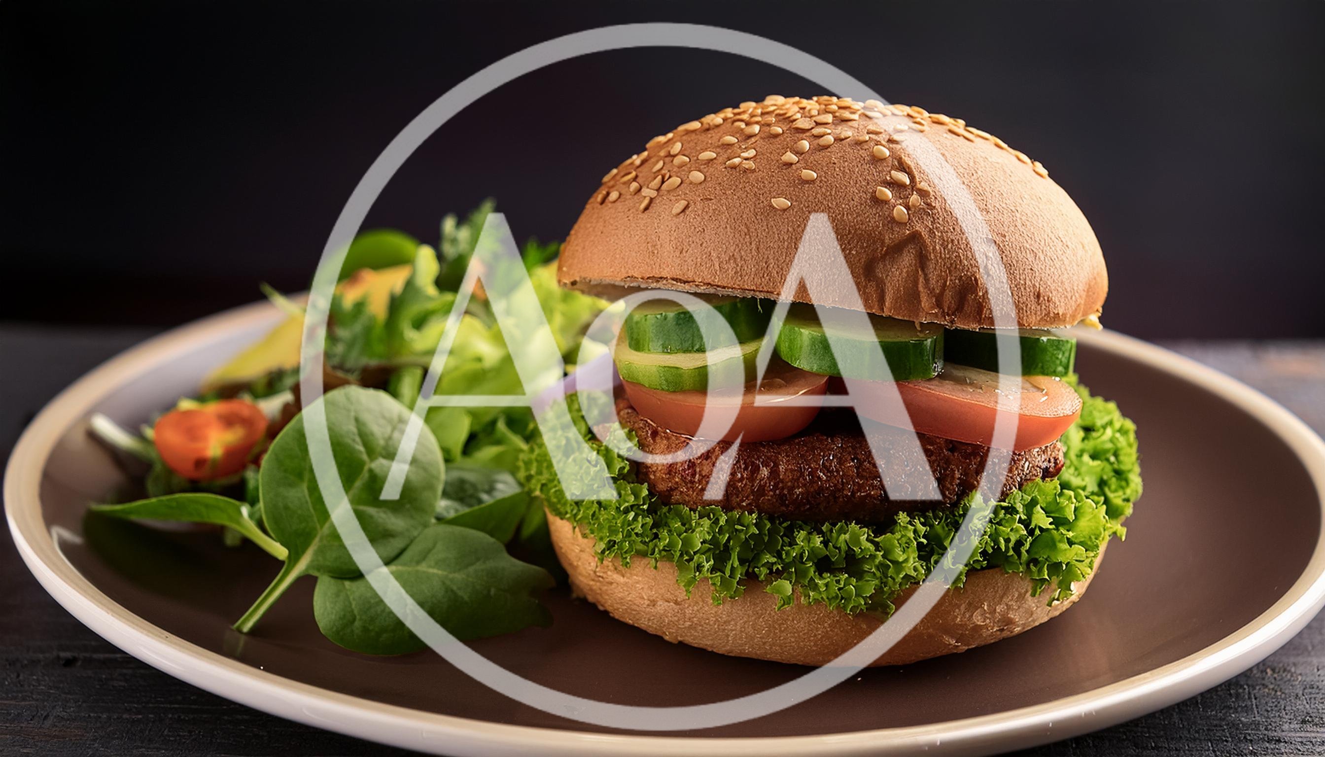 Gourmet Veggie Burger With Fresh Salad On Plate