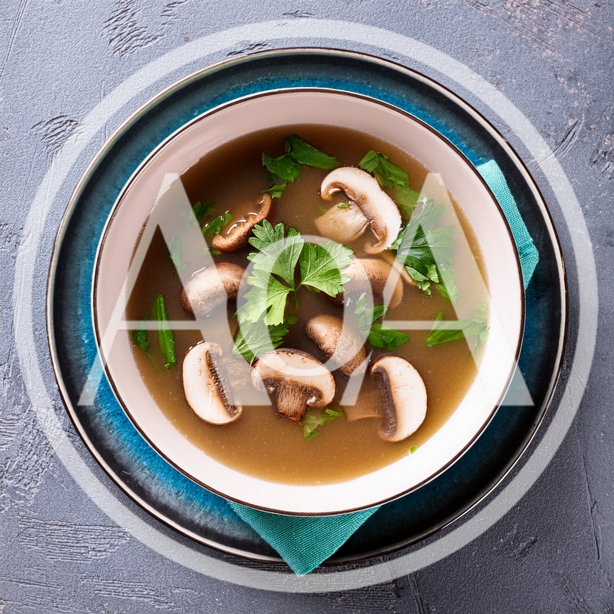 Bowl Of Mushroom Soup With Fresh Parsley