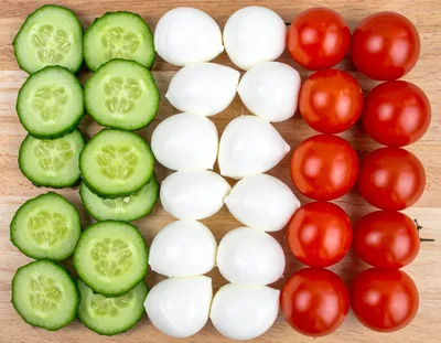 Italian Flag Made From Fresh Vegetables And Cheese