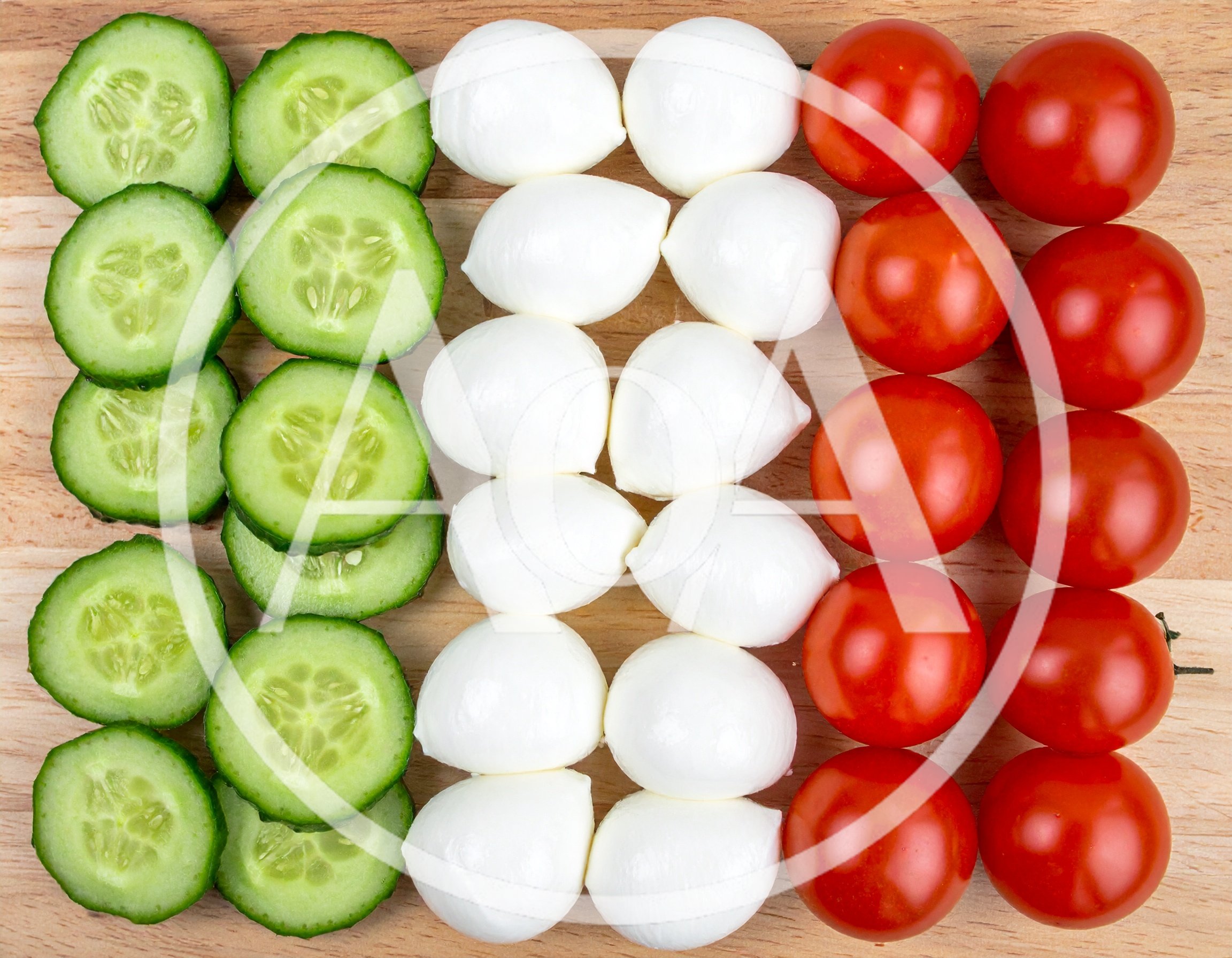 Italian Flag Made From Fresh Vegetables And Cheese