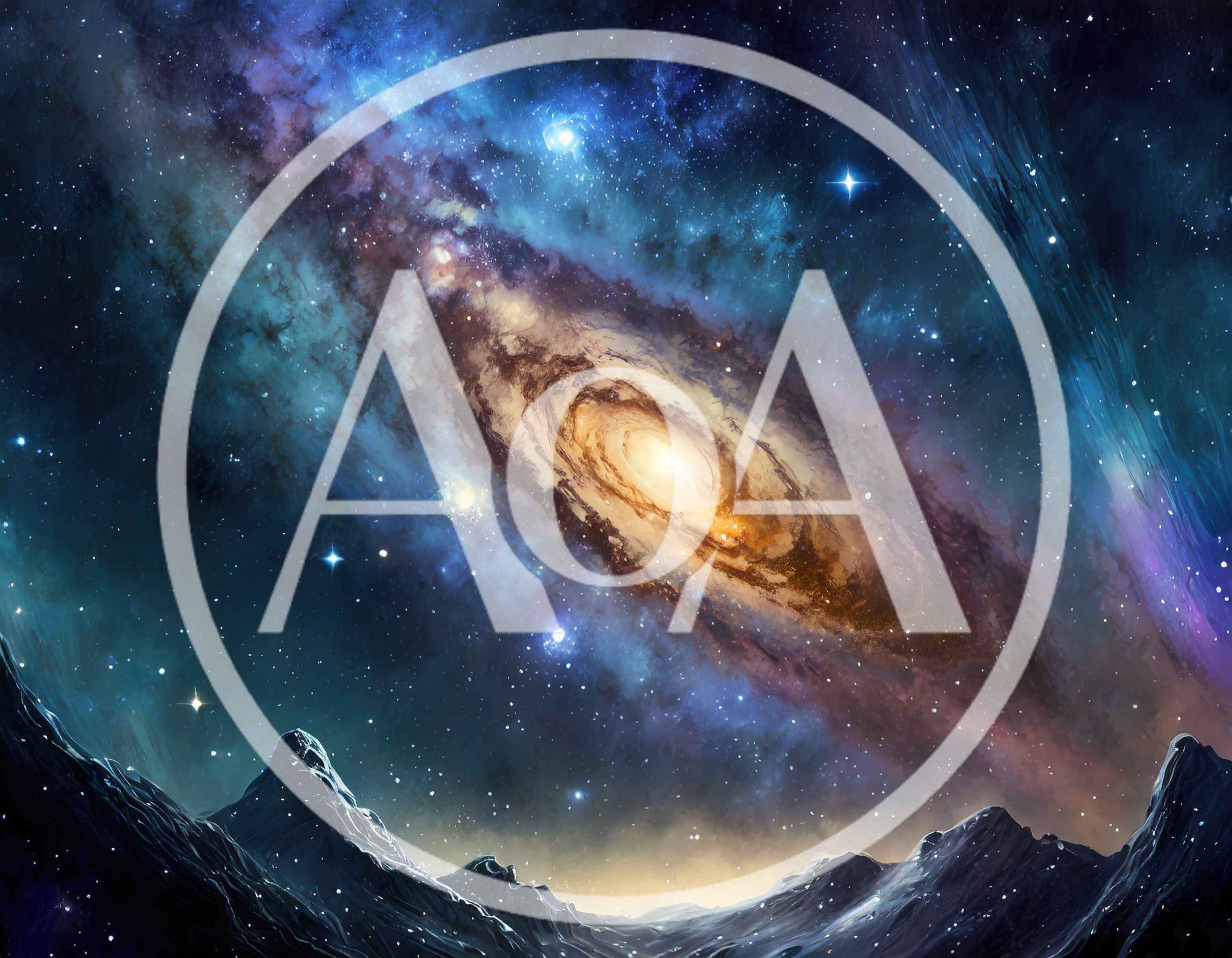 Spiral Galaxy Over A Rocky Alien Planet Landscape