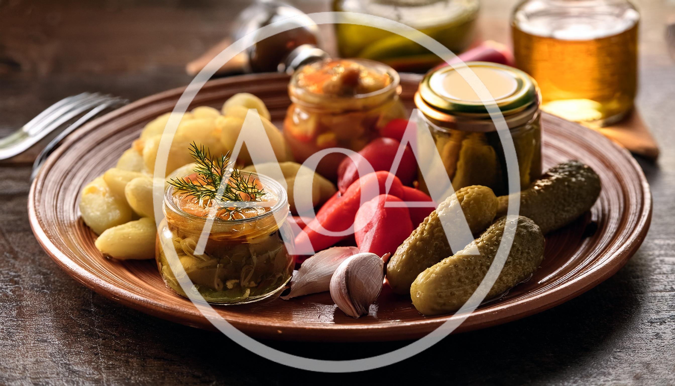 Rustic Plate With Pickled Vegetables And Gnocchi