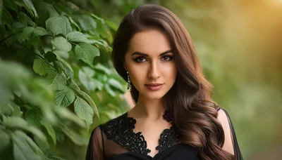 Portrait Of A Beautiful Woman In A Black Dress