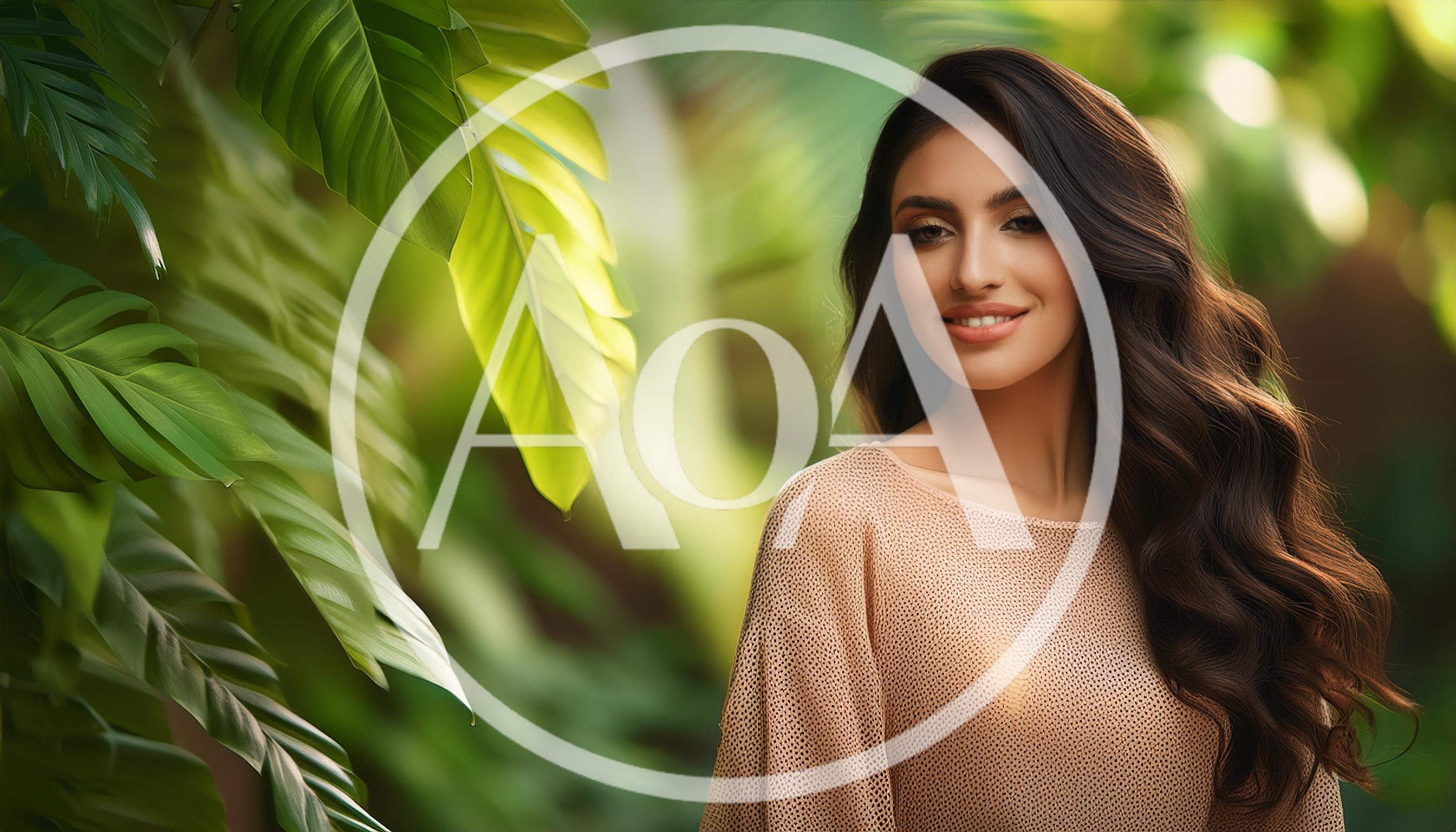 Portrait Of A Beautiful Woman In Tropical Foliage