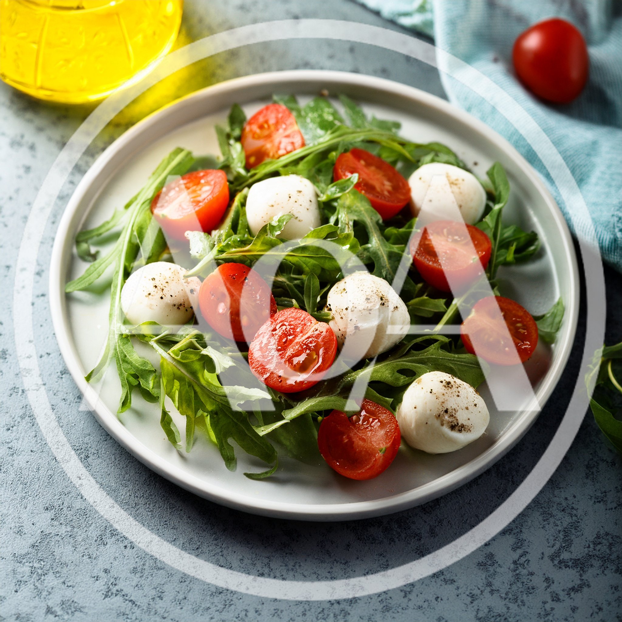 Fresh Caprese Salad With Arugula And Mozzarella
