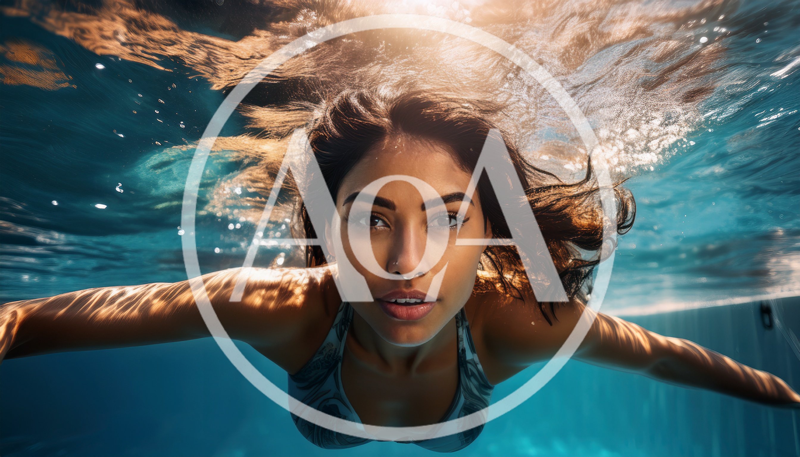 Young Woman Swimming Underwater In A Pool