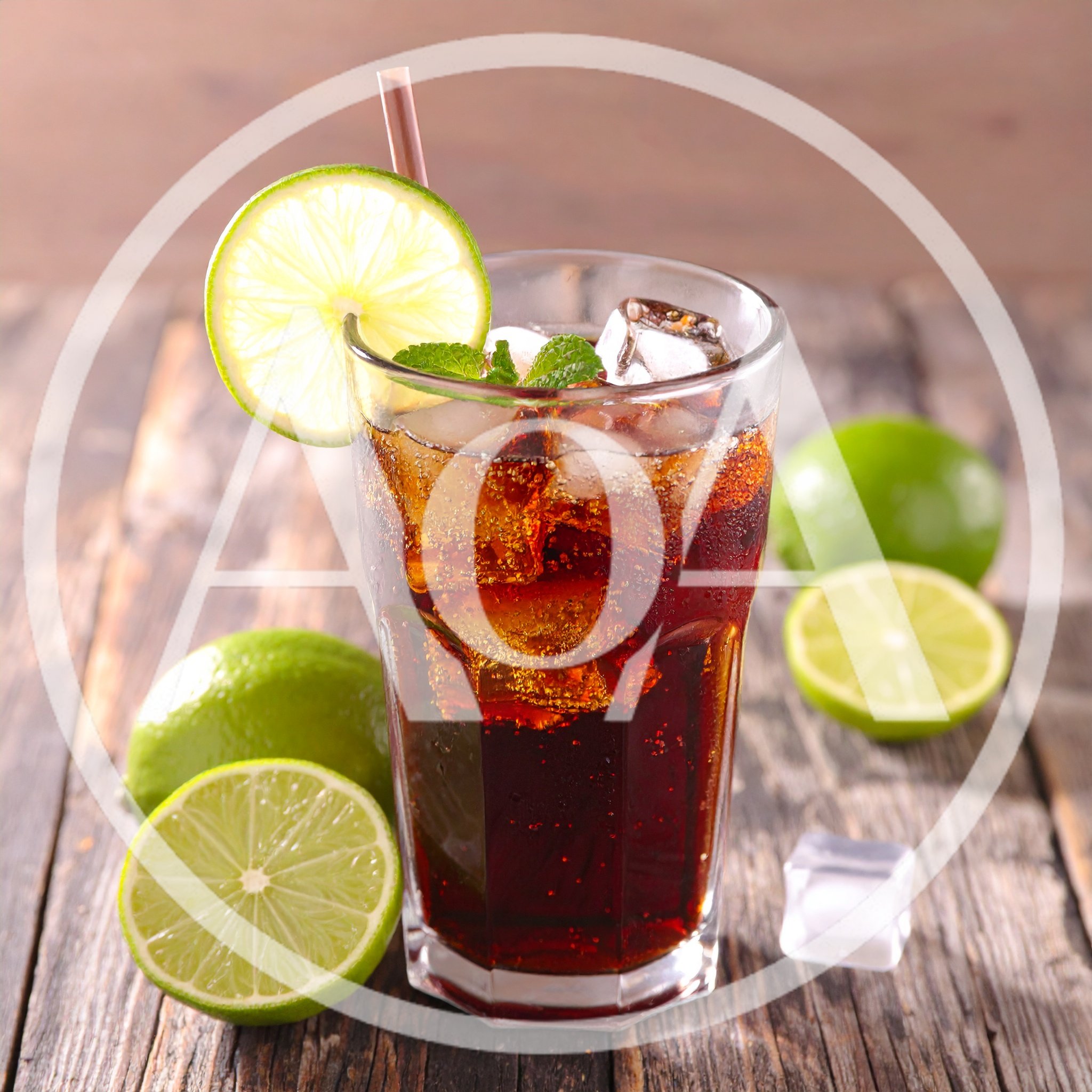 Refreshing Glass Of Cola With Lime And Ice